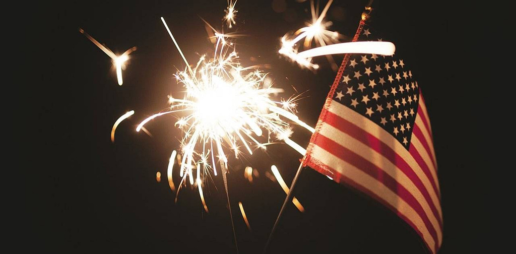 US Flag and Fireworks